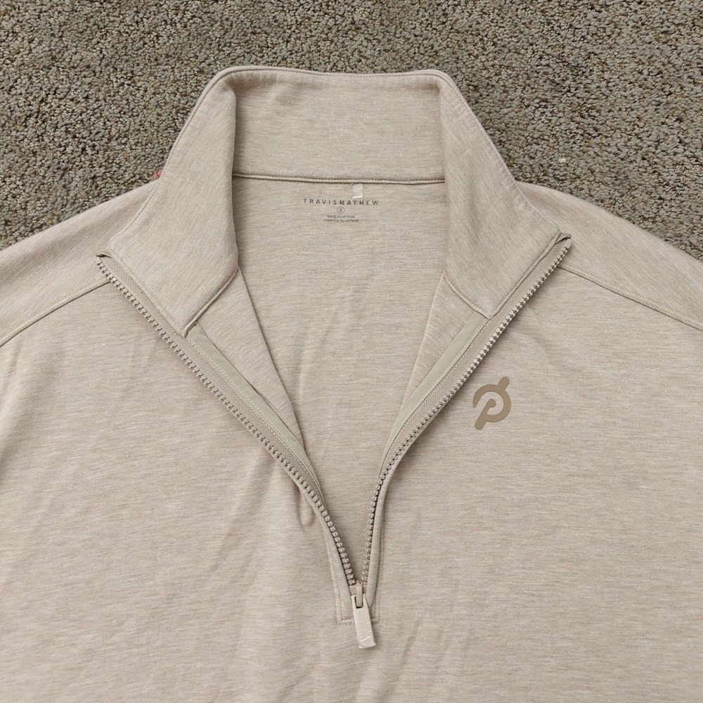 TravisMathew Peloton Womens Quarter Zip Pullover Beige A42491 Small Heathered - Picture 8 of 14